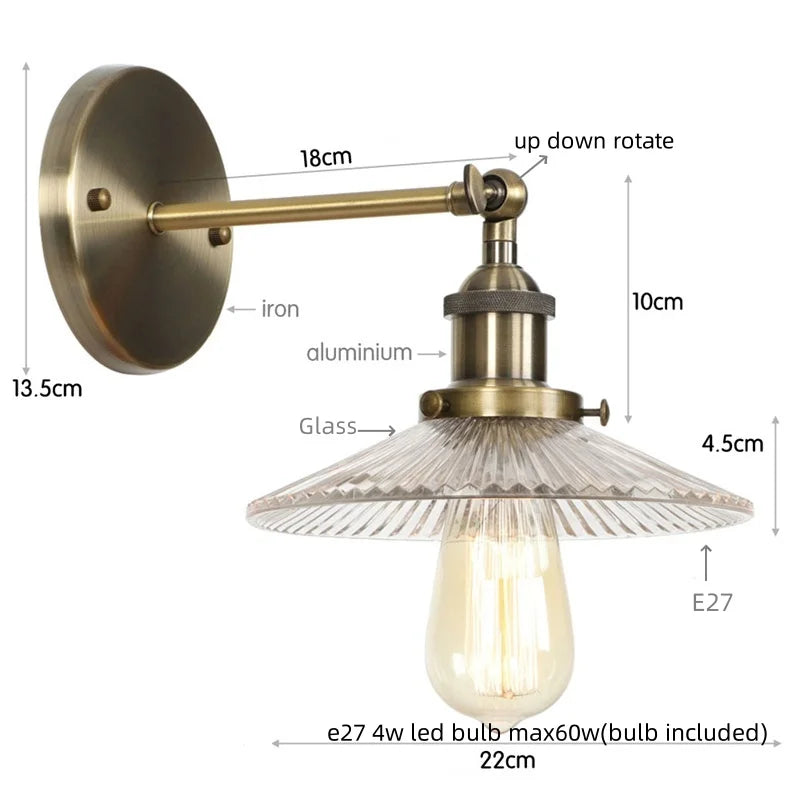 DecorBites™ Industrial Loft LED Wall Light for Bedroom, Bathroom, Stairs - Plug In Iron Lamp