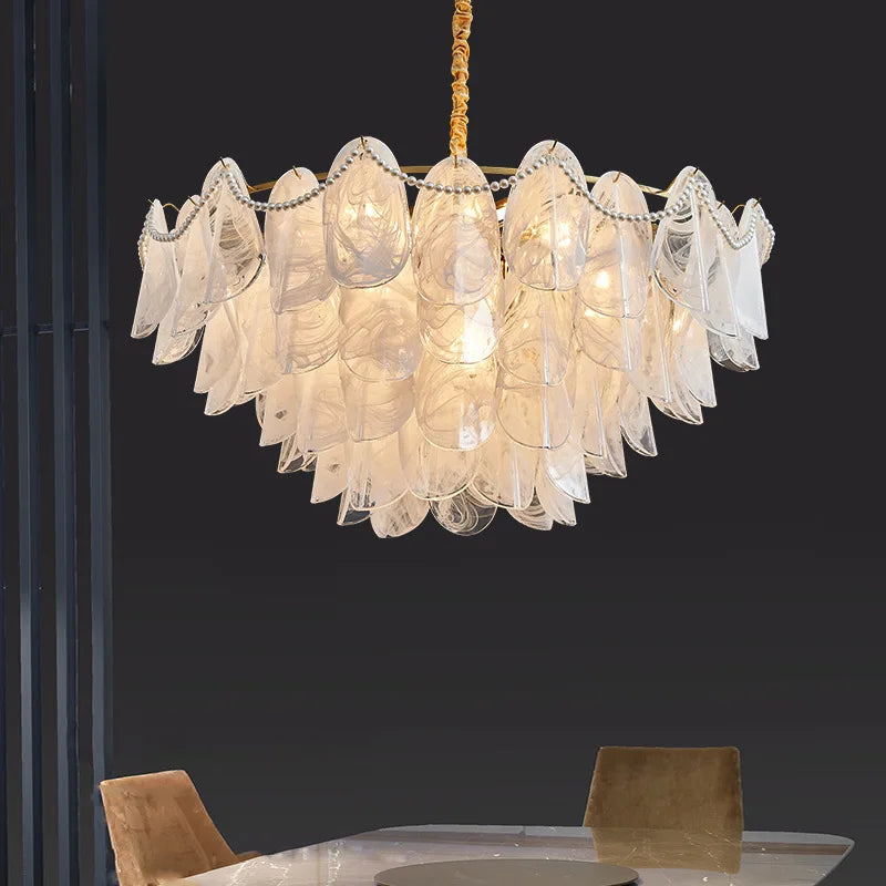 DecorBites™ LED Glass Hanging Lamp Golden Leaf Shape Modern Pendant Light