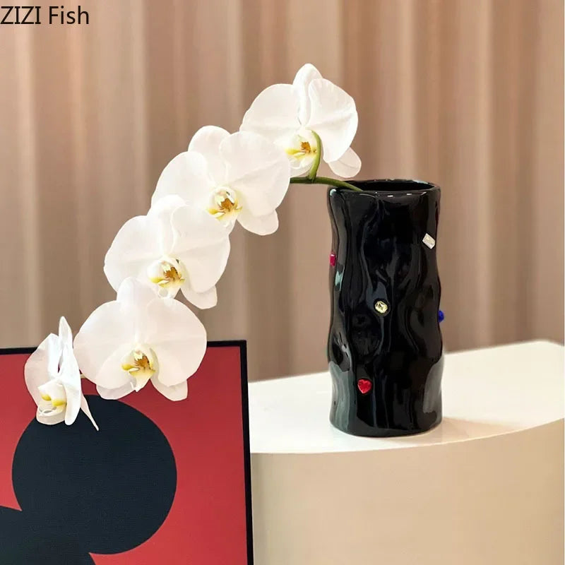 DecorBites™ Gemstone Ceramic Vase: Desk Decor, Floral Arrangement, Room Aesthetic