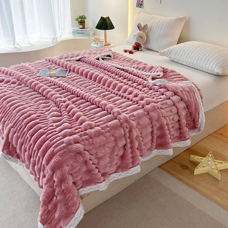 DecorBites™ Bamboo Velvet Blanket: Soft Flannel Sofa Cover & Shawlecessory