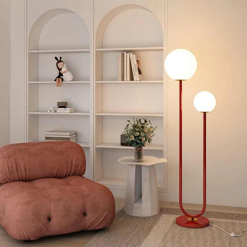 DecorBites™ Black White Metal Floor Lamp 3 Dimming White Glass - Elegant Standing Light for Home