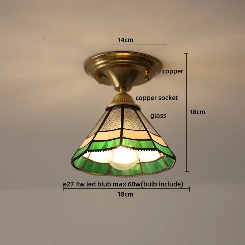 DecorBites™ Butterfly Glass Tiffany LED Ceiling Light - Nordic Modern Copper Lamp