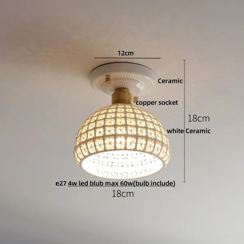DecorBites™ Blue Hollow-out Ceramic LED Ceiling Lamp