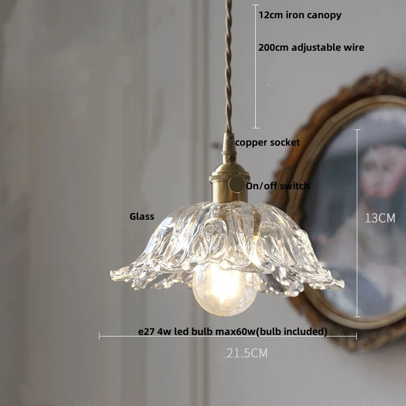 DecorBites™ Cullet Glass LED Pendant Lamp with Walnut Copper Design for Living and Dining Room