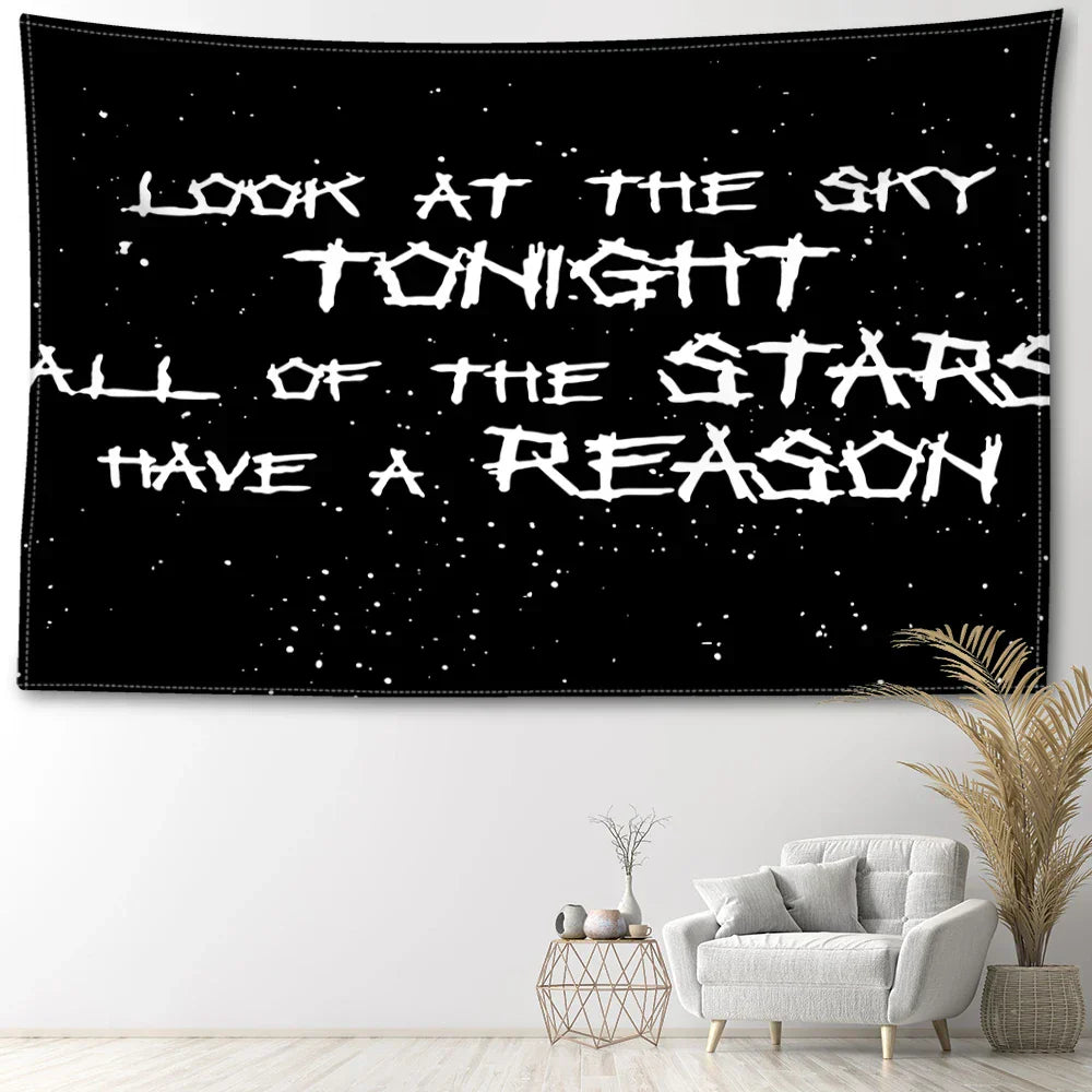 DecorBites™ Black Sky Art Tapestry: Lil Peep Aesthetic Dorm Decor for Mysterious Vibes