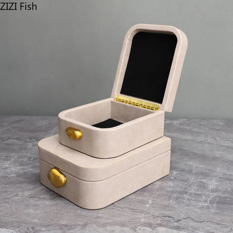 DecorBites™ Leather Jewelry Box: Stylish Dresser Table Decor & Storage Jar
