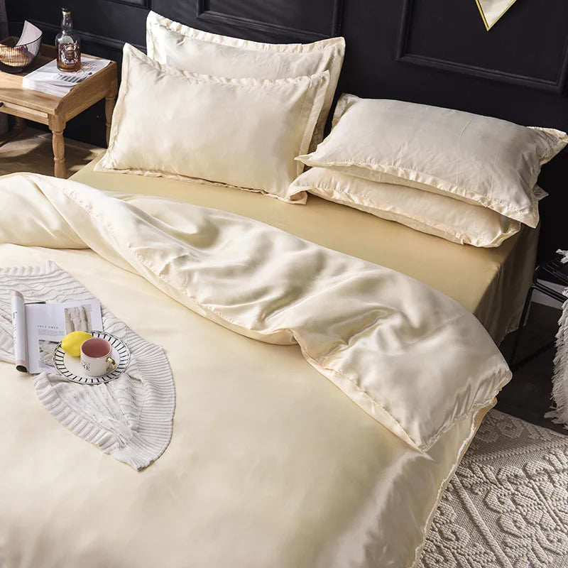 DecorBites™ Ice Rayon Satin Bedding Set: Cooling, Soft, Summer Comfort for Twin-Double Bed