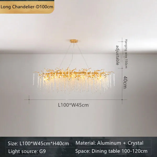 DecorBites™ Crystal Branch Chandelier: French Style Romantic Tassel Ceiling Lamp