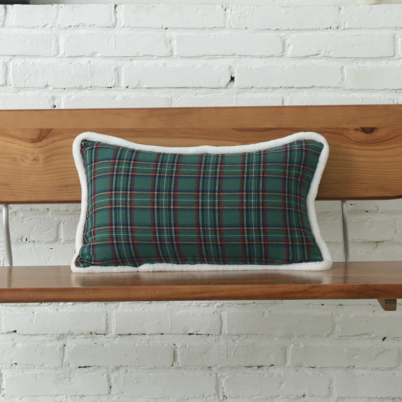 DecorBites™ Christmas Letter Embroidery Plaid Cushion Cover Set