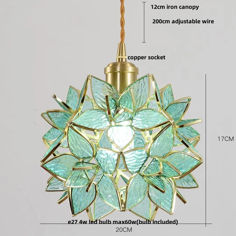 DecorBites™ Glass Flower LED Pendant Light Fixture for Modern Luxury Home Decor