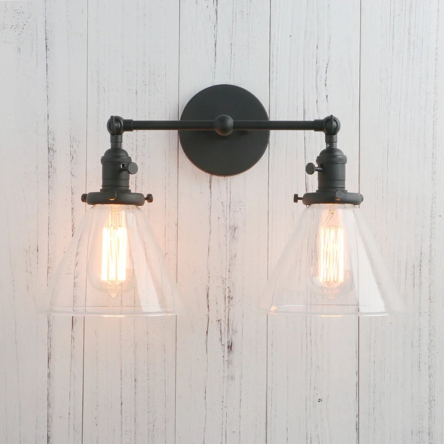 DecorBites™ Funnel Glass Wall Sconce Light Fixture for Bedroom and Loft Decor
