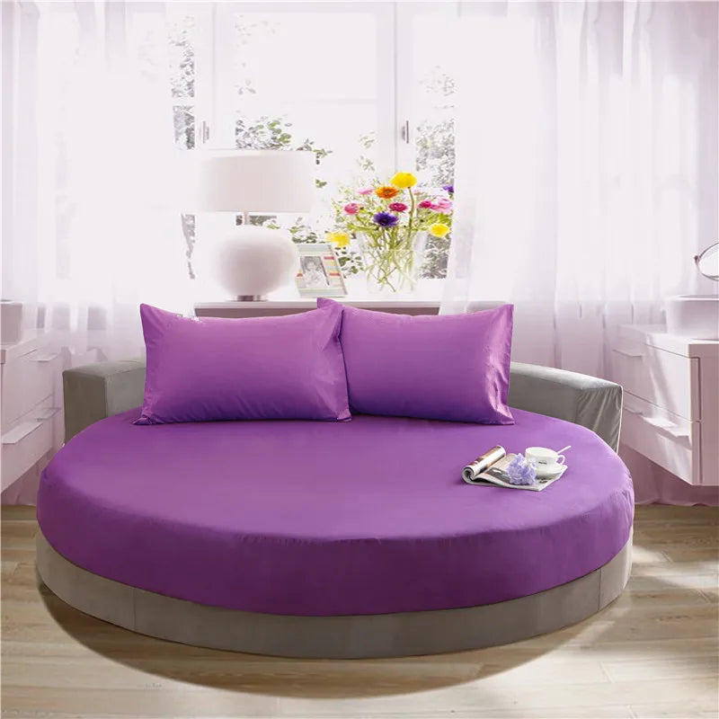 DecorBites™ Cotton Round Fitted Bed Sheet Set with Pillowcases