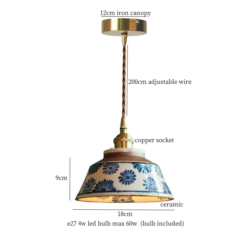 DecorBites™ Cyan Ceramic LED Pendant Light for Loft Cafe Bar Decor