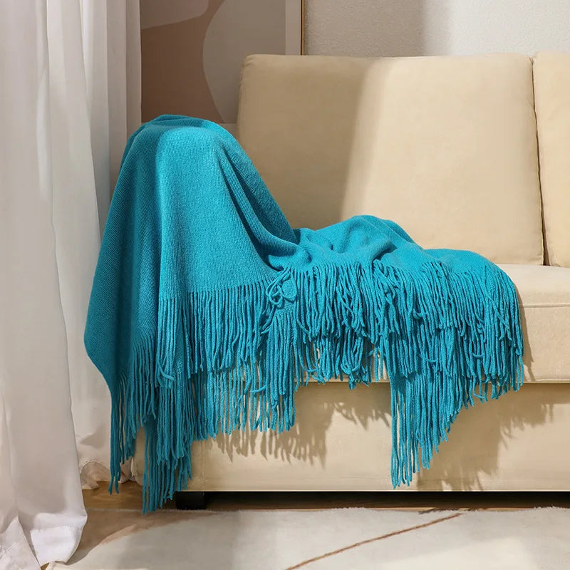 DecorBites™ Knitted Nordic Sofa Blanket - Soft Wool Blend Bed End Towel for Hotel Bedroom Decor