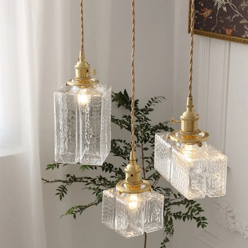 DecorBites™ Ice Cube Glass LED Pendant Light Modern Home Decor Hanging Lamp