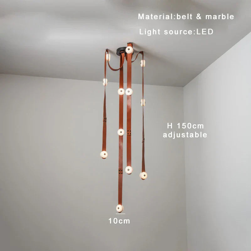 DecorBites™ Leather Marble Ceiling Pendant Lights - Adjustable Hanging Lamp for Dining Room & Bedroom
