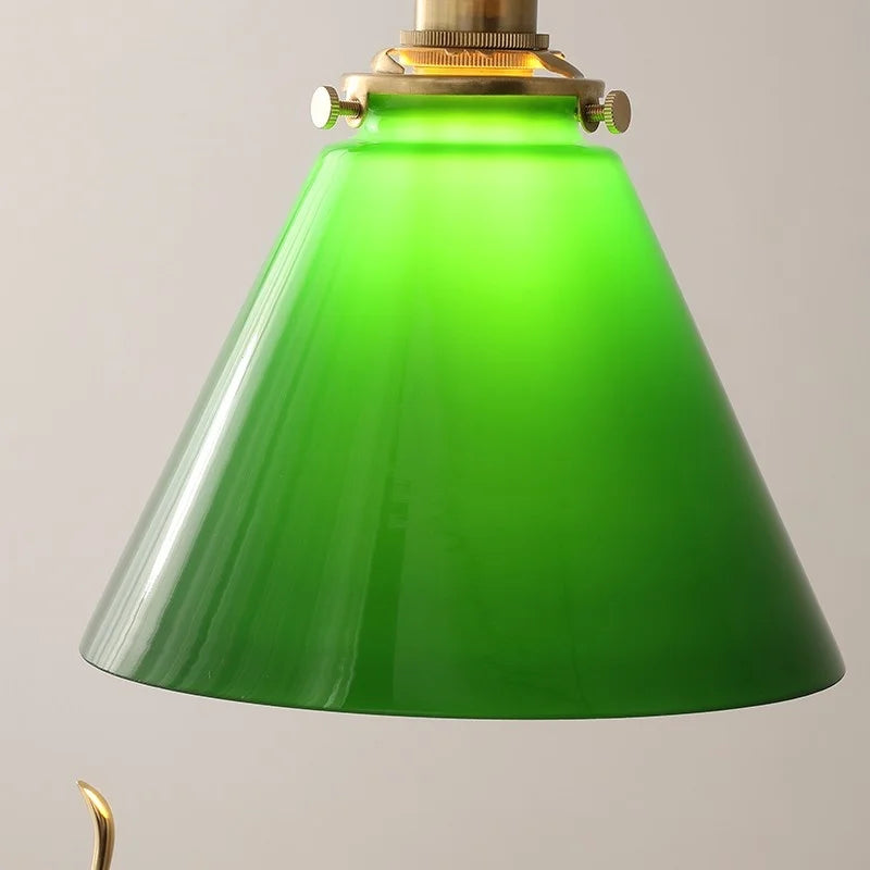 DecorBites™ Copper Canopy LED Pendant Light Fixture Green Glass Hanging Lamp