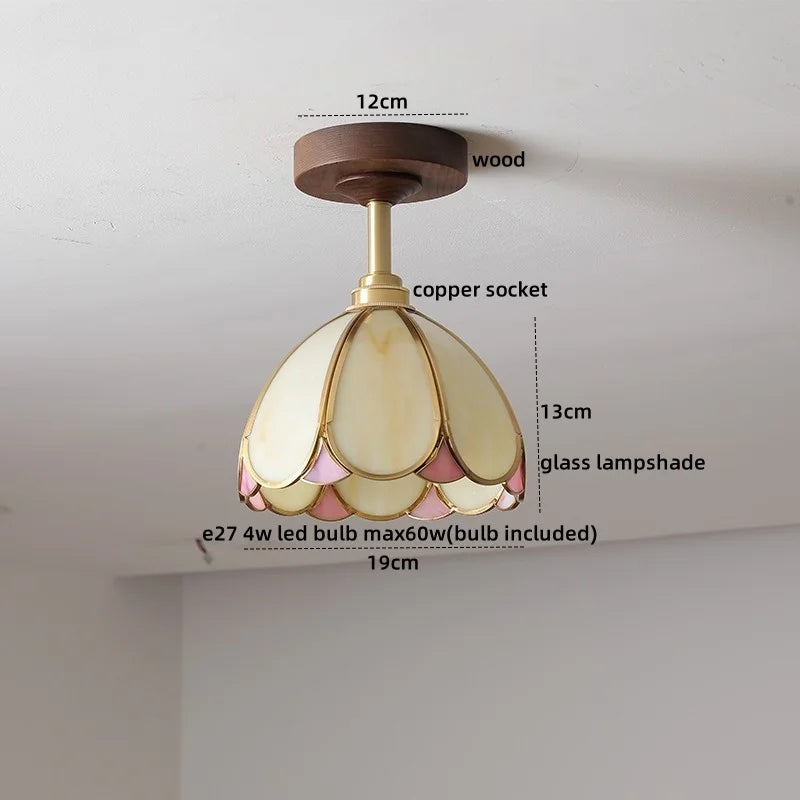 DecorBites™ LED Glass Wood Ceiling Lamp for Modern Indoor Lighting and Decoration