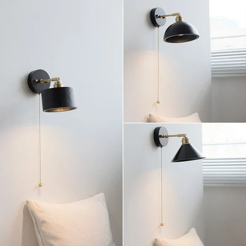 DecorBites™ Black Wood LED Wall Sconce, Rotatable Stair Light