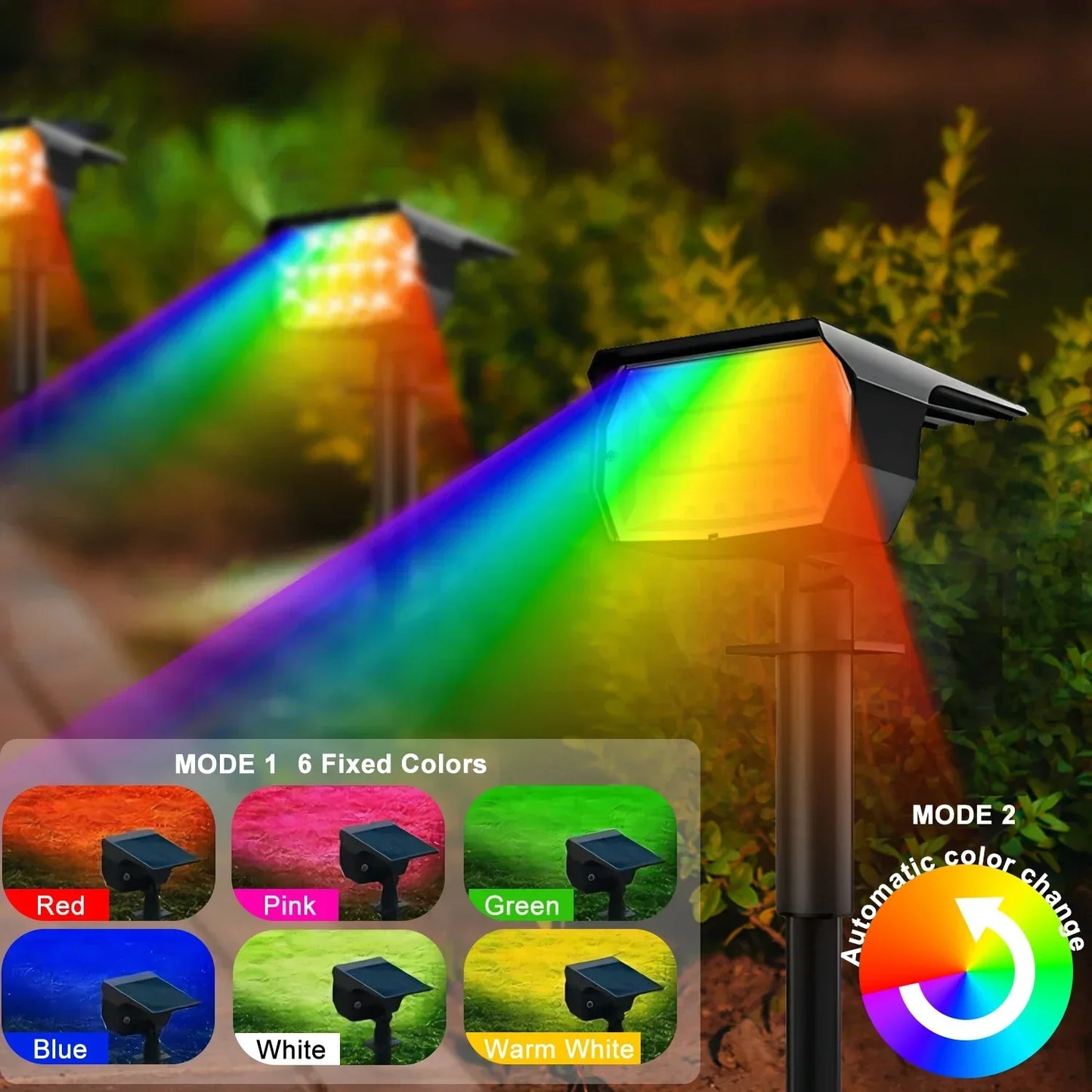 DecorBites™ 20LEDs RGB Solar Landscape Spotlights: Wireless & Waterproof Solar Wall Lamp for Patio Garden