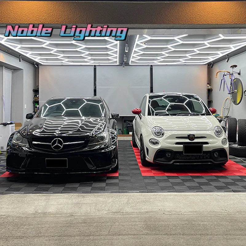 DecorBites™ Geometric LED Lights for Exhibition Car Detailing Garage Workshop - Polygonal Snowflake Theme