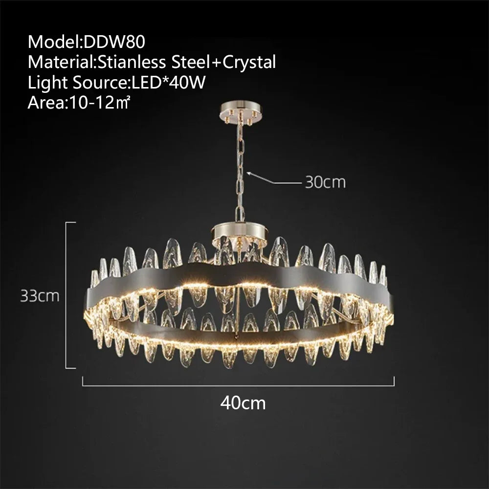 DecorBites™ Crystal LED Chandelier: Luxury Living Room Pendant Light with Modern Design