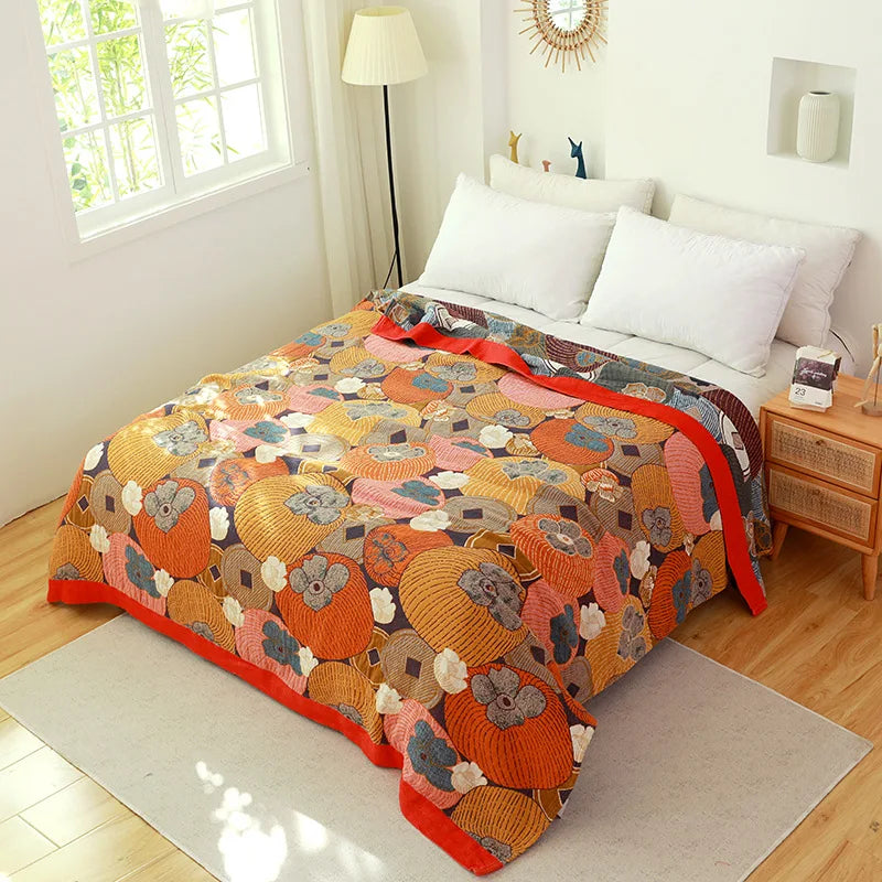 DecorBites™ Cotton Gauze Towel Blanket - Double Sided Yarn-Dyed Jacquard for Adult and Children