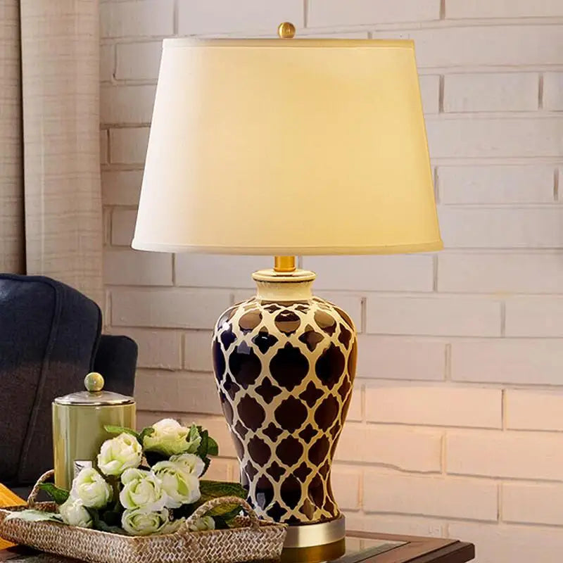 DecorBites™ Blue Ceramic Bedside Table Lamp