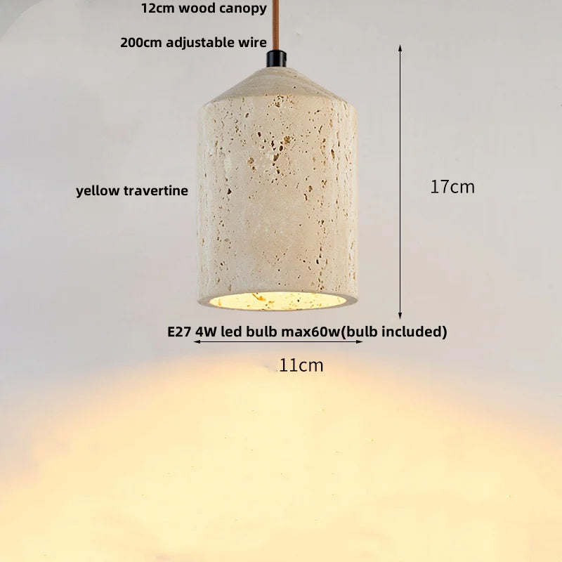 DecorBites™ LED Pendant Light Fixture Yellow Travertine Adjustable Hanging Lamp