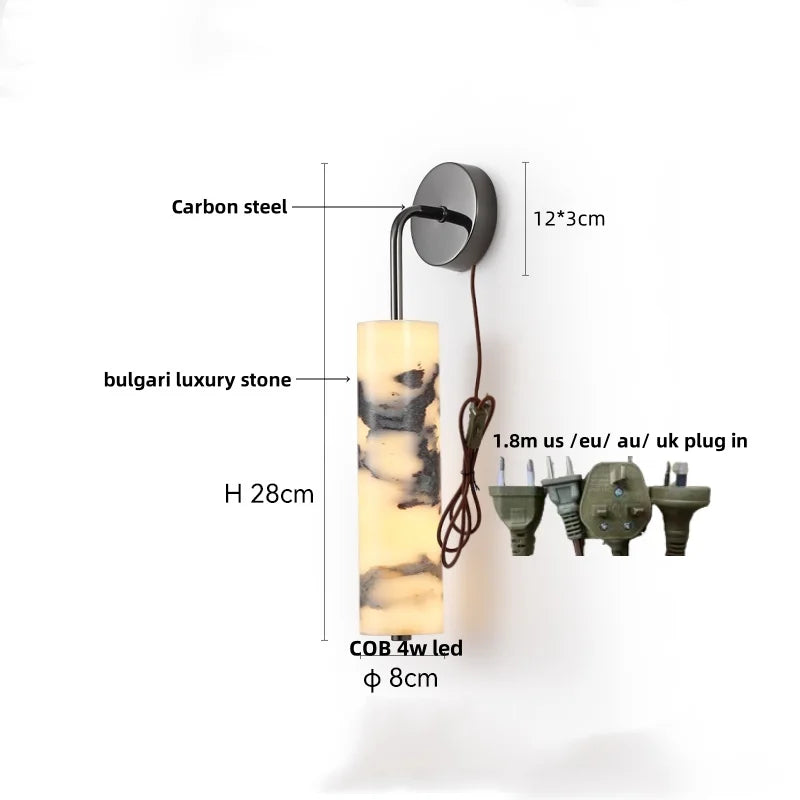 DecorBites™ Bulgari Stone LED Wall Lights Outdoor Waterproof Bedside Lamp