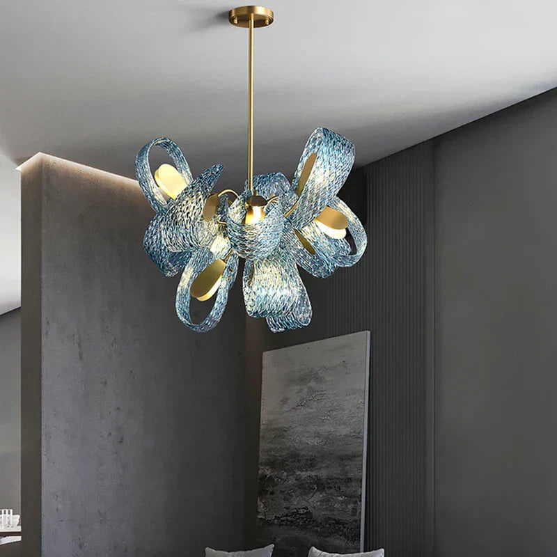 DecorBites™ Blue Glass LED Pendant Lamps: Modern Chandelier Lighting for Hallway, Bedroom, Living Room