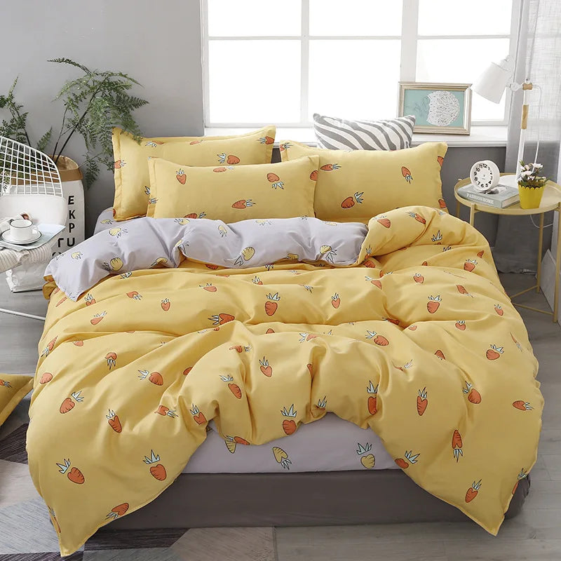 DecorBites™ Cartoon Lattice Floral Geometric Pattern Bedding Set