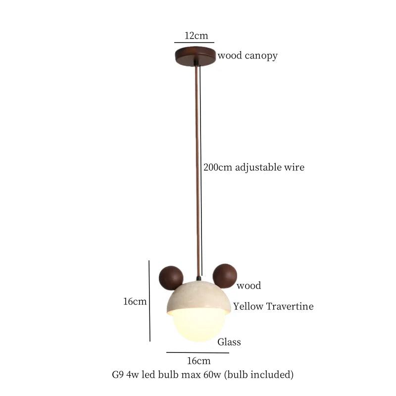 DecorBites™ Creative Stone LED Pendant Light Yellow Travertine Nordic Minimalism Hanging Lamp