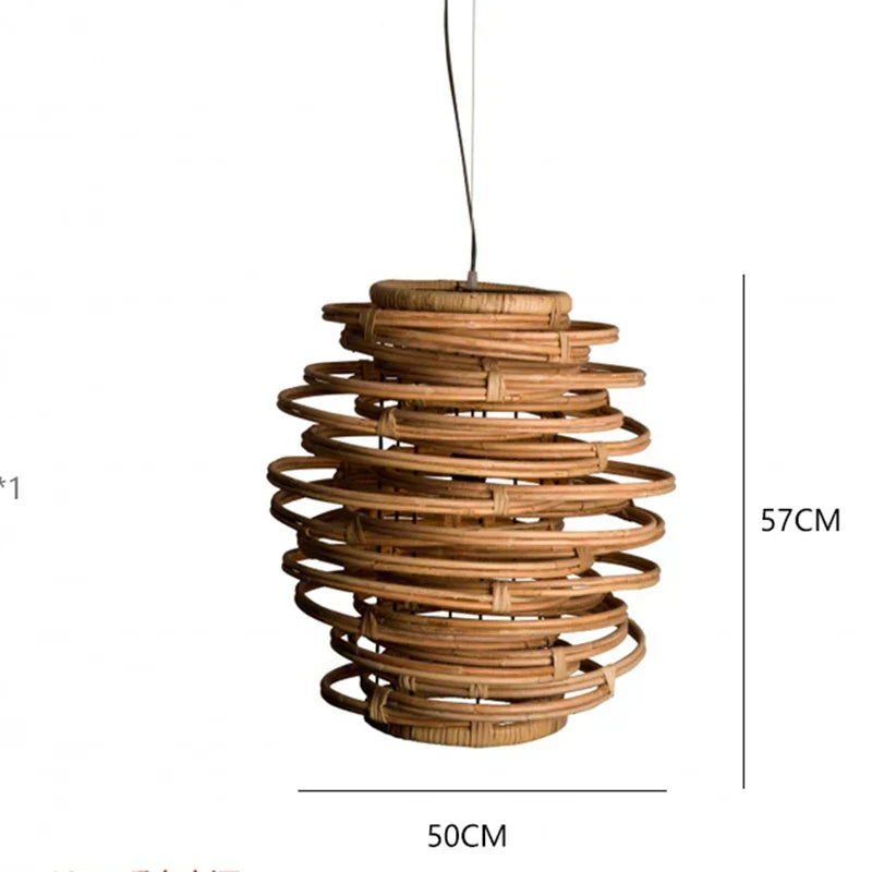 DecorBites™ Bamboo Birdnest Pendant Light for Dining Room, Handmade Wicker Lamp for Kitchen Bar & Living Room