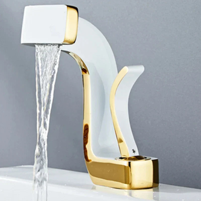 DecorBites™ Black Waterfall Bathroom Basin Faucet Cold Hot Mixer Deck-mounted Simple Design