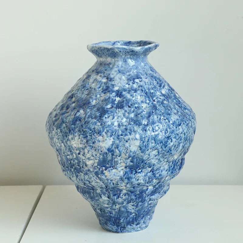 DecorBites™ Blue Ceramic Vase Hydroponic Terrarium Flowerpot Decoration Home Flower Vase