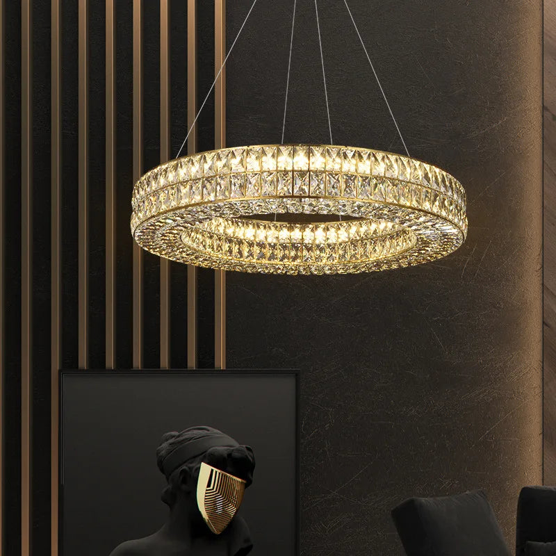 DecorBites™ Crystal LED Pendant Light: Luxury Steel Hanging Lamp for Modern Foyer, Dining Room