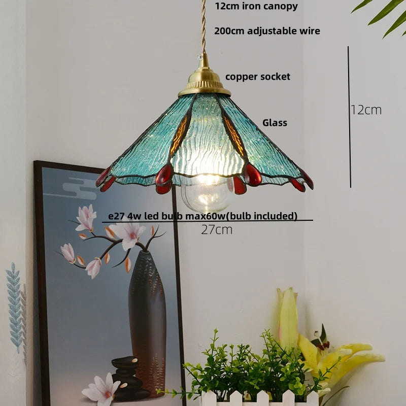 DecorBites™ Blue Glass LED Pendant Lamp: Nordic Modern Hanging Light.