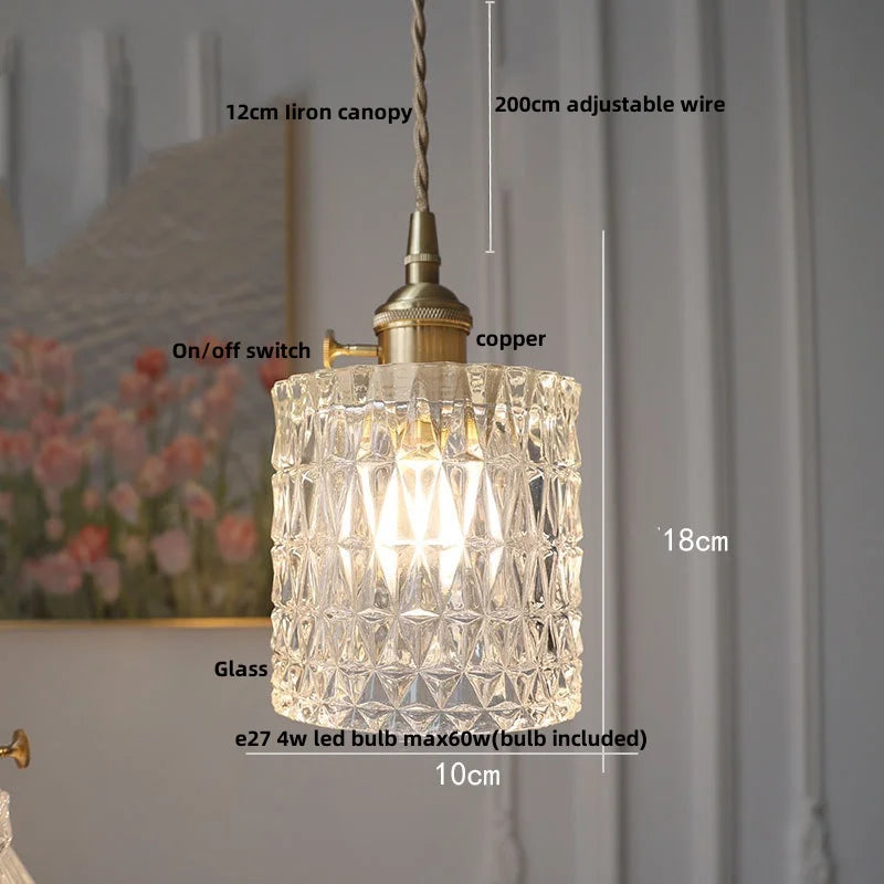 DecorBites™ Clear Glass Copper Pendant Lights Adjustable Modern Wire Nordic Vanity Light
