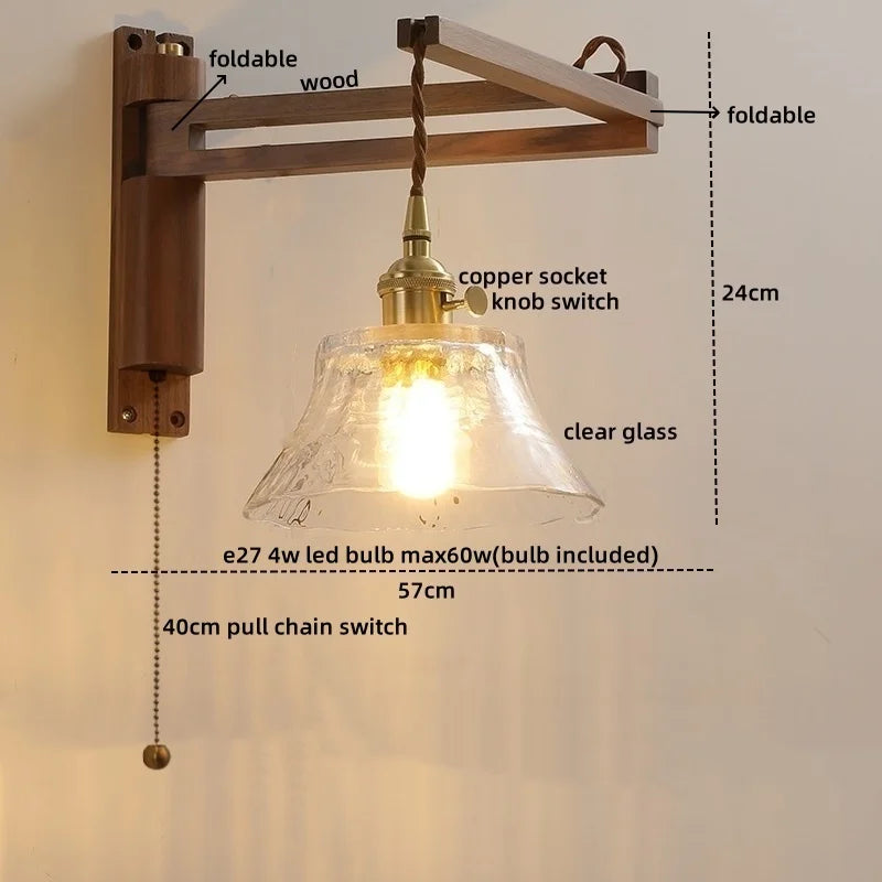 DecorBites™ Ceramic Walnut Wall Sconce with Knob Switch for Bedroom Living Room