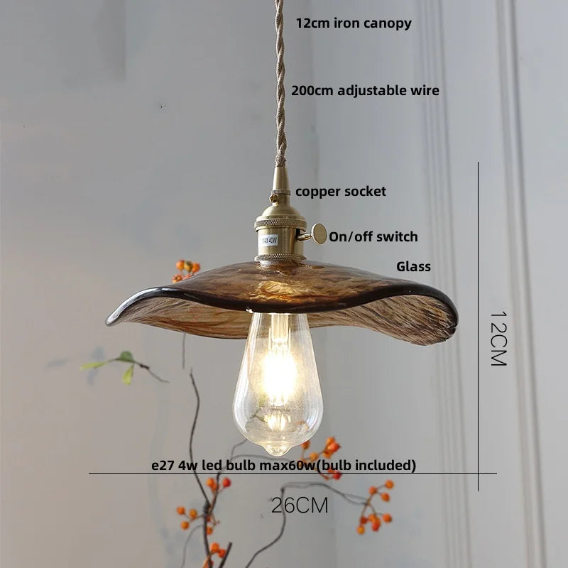 DecorBites™ Amber Glass Pendant Light with Adjustable Wire for Dining Room and Kitchen