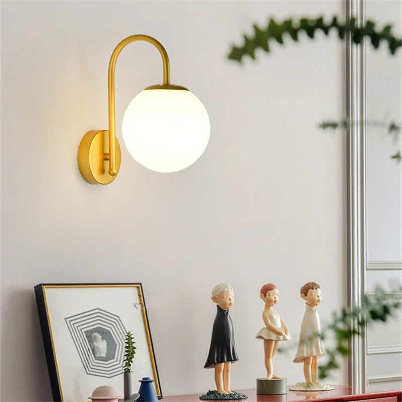 DecorBites™ Glass Ball LED Wall Sconce for Bedroom Living Room, Nordic Style Wall Lighting Fixtures