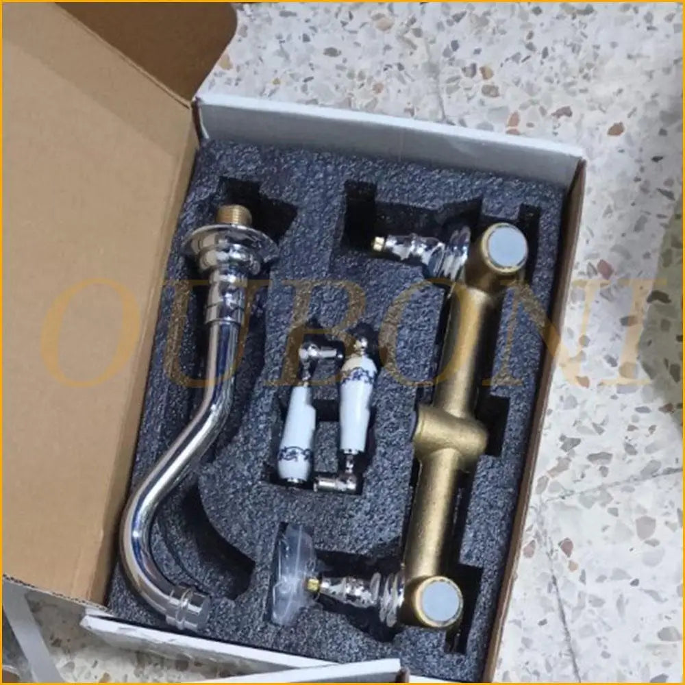 DecorBites™ Dual Handle Basin Faucet in Chrome Solid Brass with Antique Black Finish