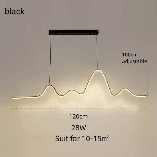 DecorBites™ LED Aluminum Chandelier Modern Wave Line Kitchen Island Pendant Light