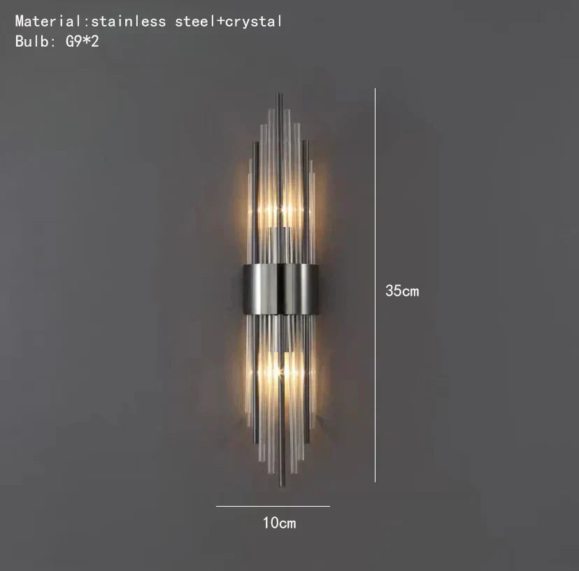 DecorBites™ Crystal LED Wall Lamp Stainless Steel Sconces for Bedroom Dining Room