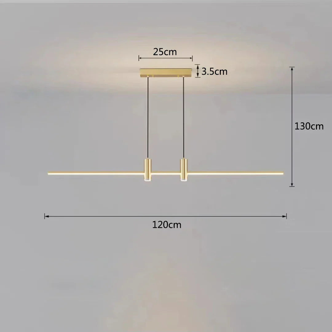 DecorBites™ Black/Gold LED Dining Room Island Chandelier: Modern Minimalist Kitchen Hanging Lamp