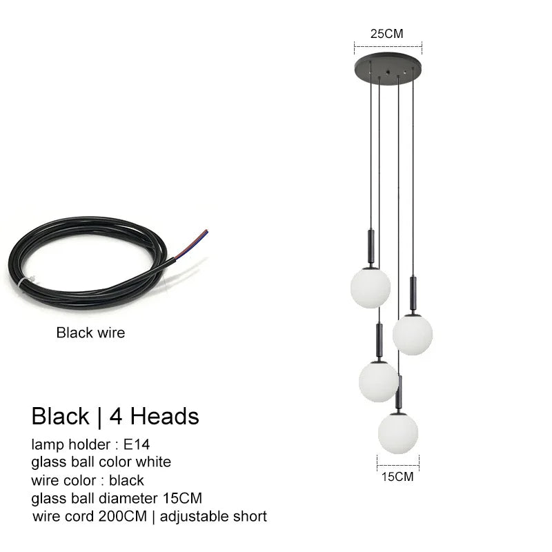 DecorBites™ LED Glass Ball Chandelier: Stylish Lighting for Home, Hotel, and Indoor Spaces
