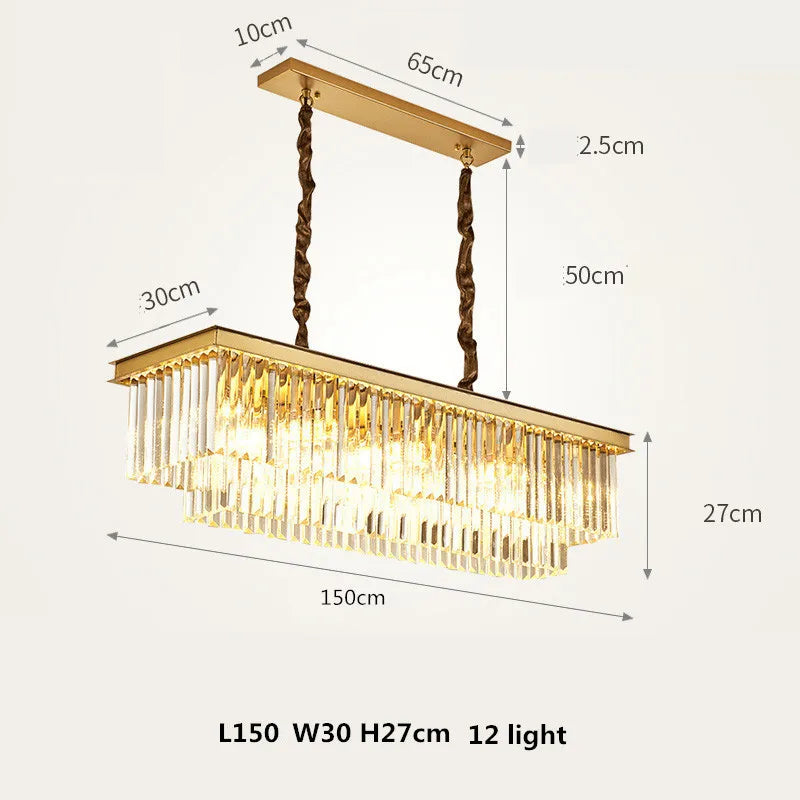 DecorBites™ Gold Black Metal LED Pendant Lights with Crystal Suspension and Chain Hangings