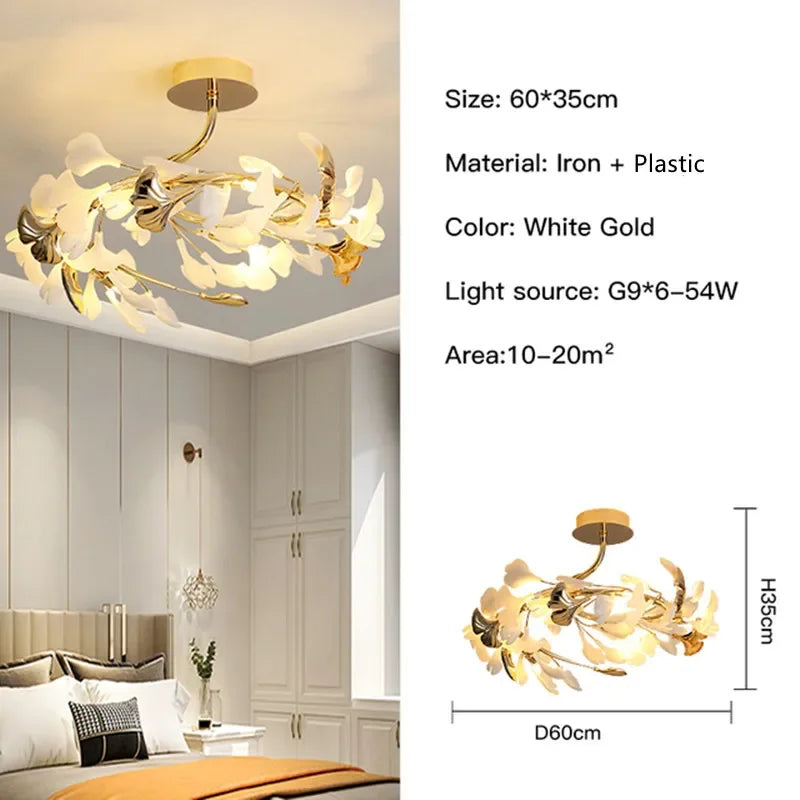 DecorBites™ Ginkgo Leaf Pendant Chandelier for Nordic Romantic Living Room Decor