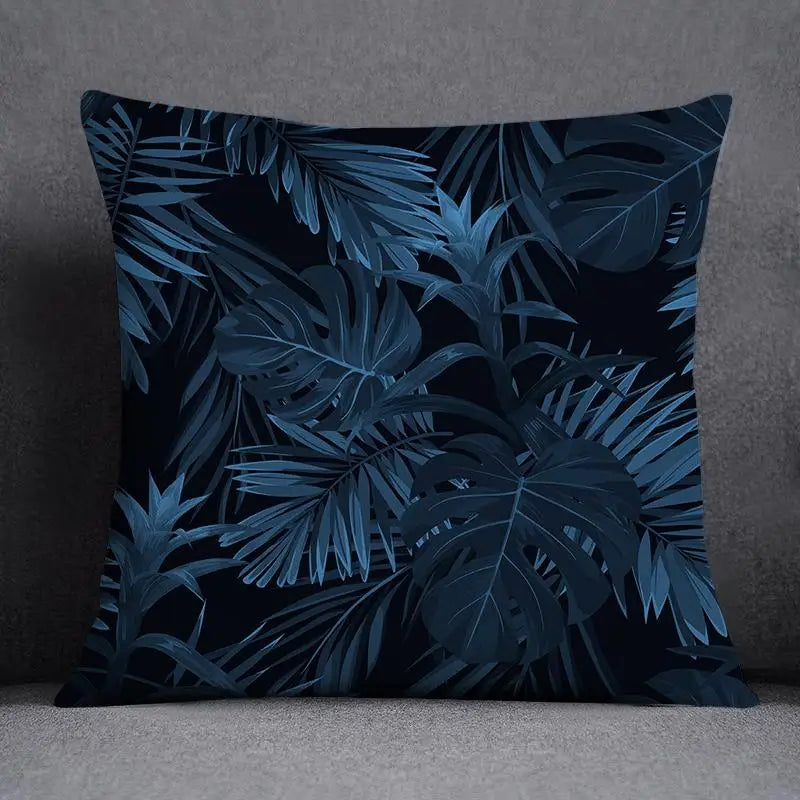 DecorBites™ Blue Geometric Floral Design Pillowcase - Modern Home Decor Cushion Cover